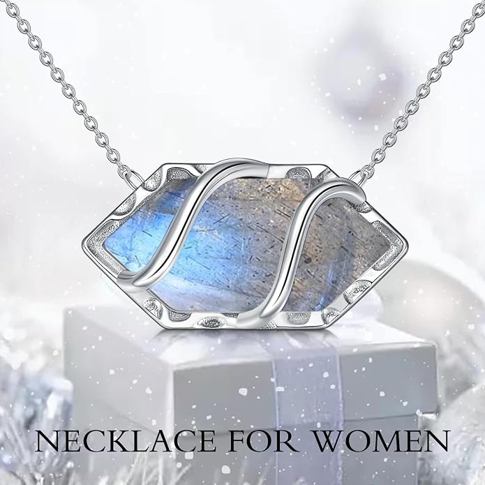 HPQQ Teardrop Necklace 925 Sterling Silver Filigree Gemstone Pendant Necklace Fine Jewelry Birthday Mother's Day Gifts for Women Her Mom