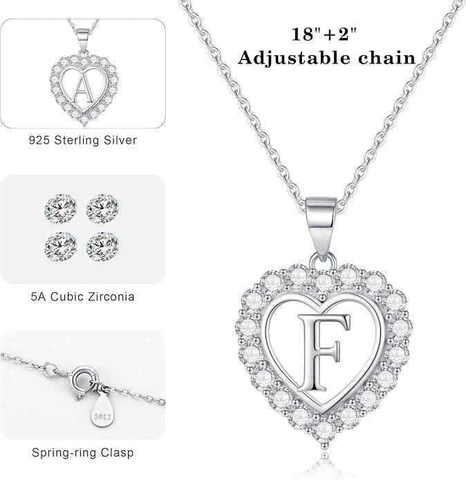 Infinity Heart Necklaces for Women, S925 Sterling Silver Initial Necklace Womens Jewelry Mothers Day Gifts Girls Valentines Gifts for Her Christmas Birthday Gifts for Women Mom Wife Girlfriend