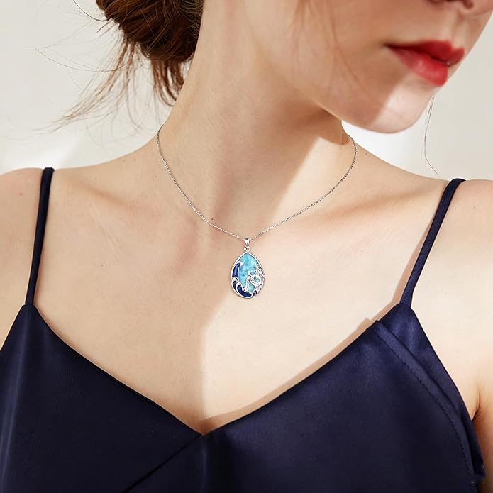 POPLYKE Mermaid Necklace 925 Sterling Silver Classic Necklace Mermaid Pendant Birthday Gifts Jewelry for Women