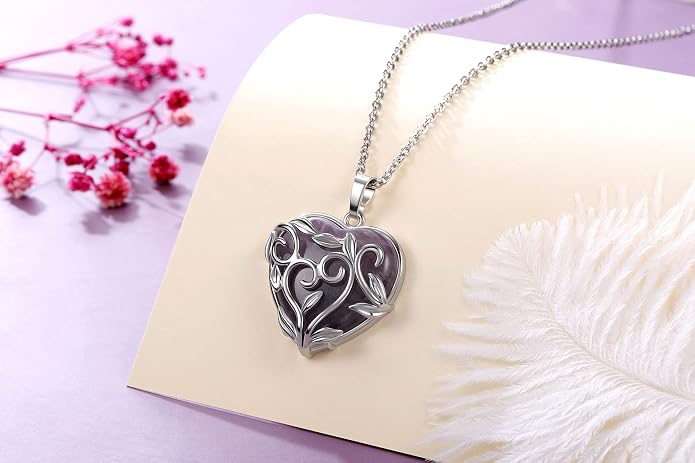 Jovivi Amethyst Rose Quartz Healing Crystal Necklace for Women Flower Leaf Wire Wrapped Crystal Heart Gemstone Pendant Necklace Natural Stone Reiki Quartz Jewelry Mothers Day Gifts