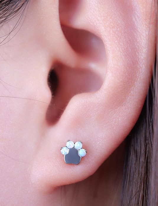 Limerencia 2Pcs 18g Titanium Internally Threaded Tragus Piercing Jewelry Nose Studs Flat Back Earrings Labret, Lip, Helix, Cartilage, Conch, Medusa Piercing for Women Men Sensitive Ears