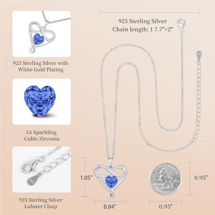 925 Sterling Silver Infinity Necklace - Exquisite Silver Jewelry for Women, Love Heart Necklace for Birthday, Anniversary, Valentine’s Day - Ideal Gift for Girlfriend, Wife, Mom, or Her