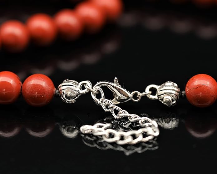 Natural Gemstone Beaded Choker Necklace | 8mm Handmade Adjustable Jewelry for Men & Women | Chakra Balancing Crystal Necklace | Spiritual Gift | Macrame Cord with Extender