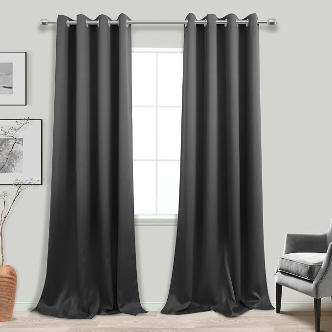 KOUFALL 132 Inch Curtains Long,Blackout 2 Panels Set Grommet 11 FT Room Darkening Tall Curtains for Living Room,Dark Grey
