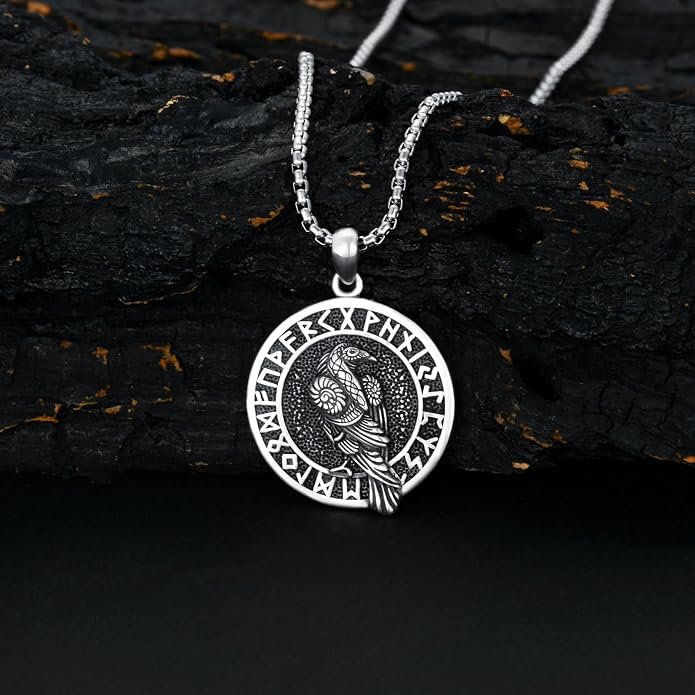 Seiyang Sterling Silver Viking Necklace Norse Jewelry Gift for Men Women with 2mm 22+2 IN Rolo Chain (with Gift Box)