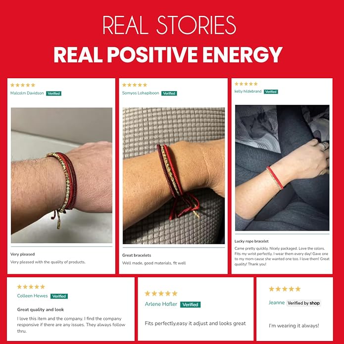 Buddha & Karma Tibetan Lucky Rope Bracelets - Handmade Rope Bracelet with Endless Knot for Mindfulness- Protection Bracelets with Lava Stone Beads to Balance Energy - Adjustable Bracelet for Men & Women