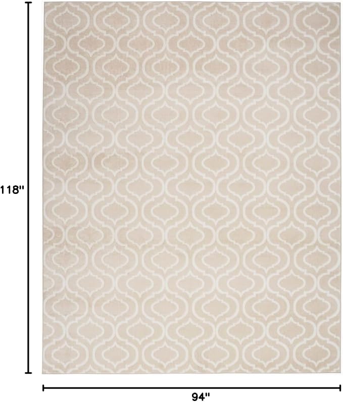Nourison Home Jubilant Contemporary Beige 7'10" x 9'10" Area -Rug, Easy -Cleaning, Non Shedding, Bed Room, Living Room, Dining Room, Kitchen (8x10)