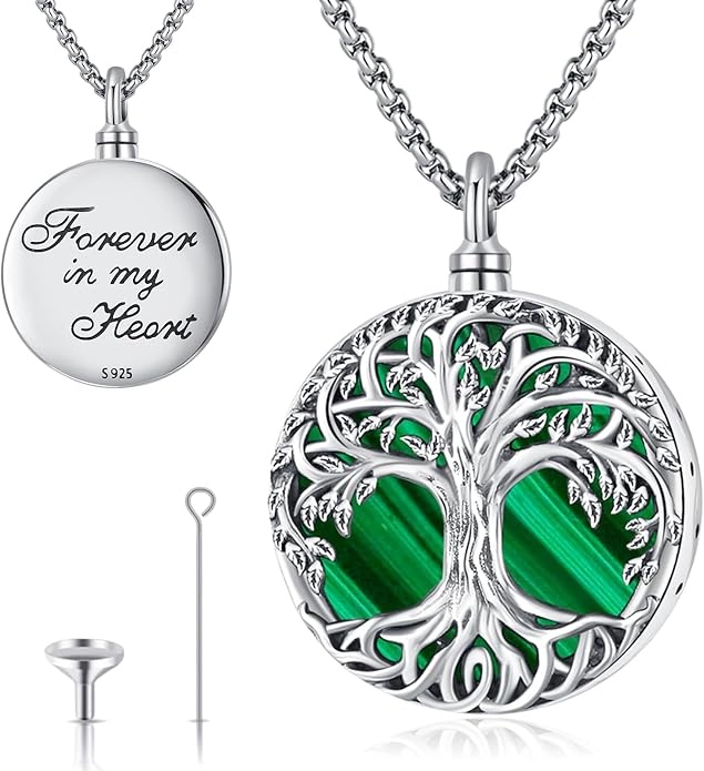 Jewelry Gifts - Tree of Life Necklace Sterling Silver Abalone Shell/Opal/Moonstone/Black Onyx/Turquoise/Malachite/Crystal Family Tree of Life Jewelry for Women Men