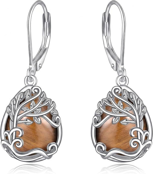 Teardrop Tree of Life/Filigree Earrings for Women Dangle Leverback Earrings Jewelry Gift Anniversary For Her