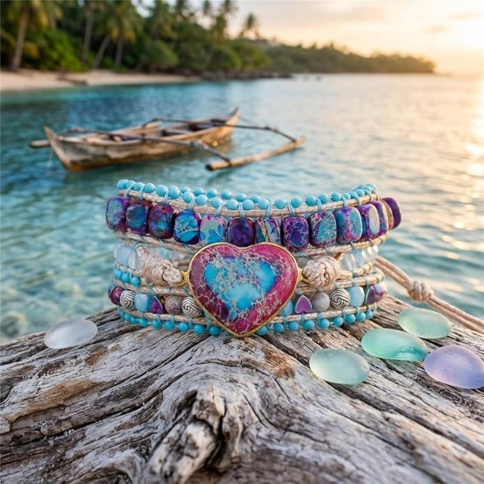 YGLINE Natural Stone Bracelet 3 Wraps Bracelet Handmade Boho Bracelet for Women Bracelet