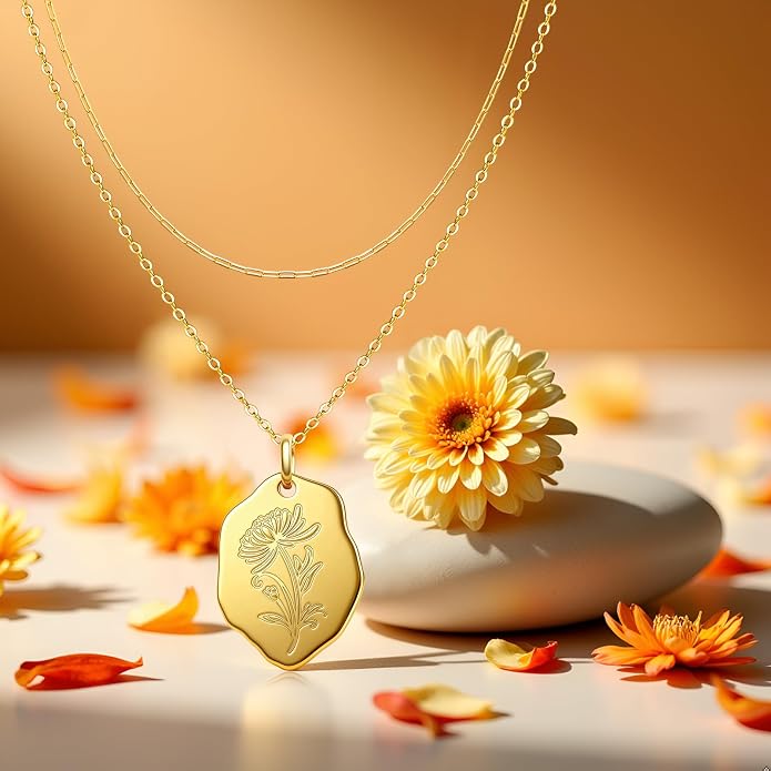 Layered Necklaces for Women S925 Sterling Silver 14k Gold Plated Cross Jesus Tulip Birth Month Flower Necklace Pendant Jewelry Mothers Day Birthday Gifts