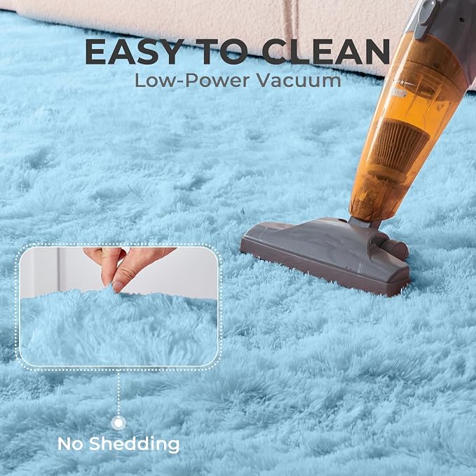 OPPODREAM 8x10 Light Blue Rugs for Bedroom, Ultra-Soft Fluffy Area Rugs for Living Room, 8 x 10 Shag Carpet for Nursery, Kids, Girl, Boy, Baby, Plush, Fuzzy, Shaggy, Cute Home Decor
