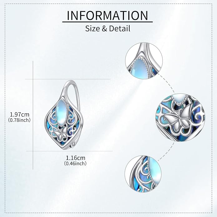 Moonstone Abalone Shell Earrings 925 Sterling Silver Dragonfly/Hummingbird/Butterfly/Lotus/Filigree Hoop Leverback Earrings Jewelry Gifts for Women