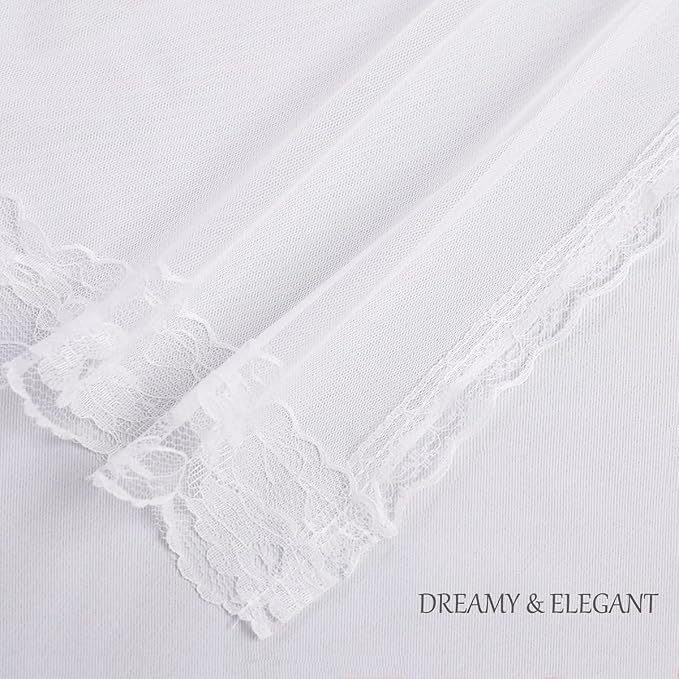 Greyish White Blackout Curtains Set - Double Layers Voile Sheer Light Blocking Draperies with Tie-Backs for Bedroom Windows, 52 x 54 inches, 2 Pieces