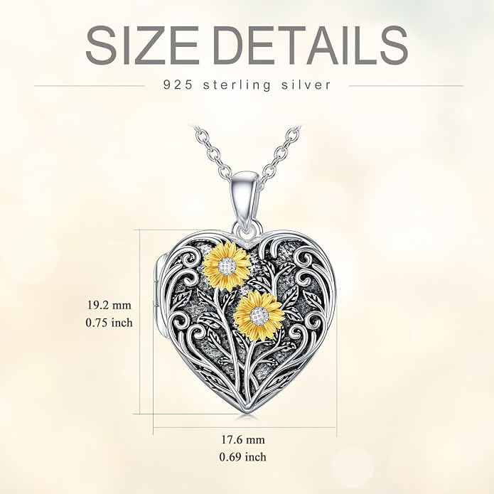 TOUPOP Heart Locket Necklace 925 Sterling Silver Love Locket that Holds Pictures Gifts for Women Her