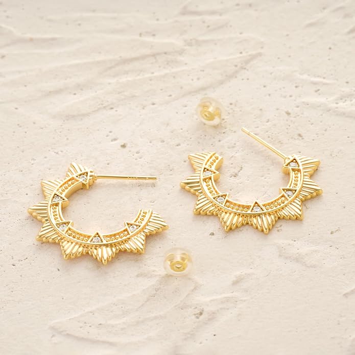 MYEARS Women Hoop Earrings Gold 14K Gold Filled Small Simple Handmade Hypoallergenic Everyday Illusion Jewelry