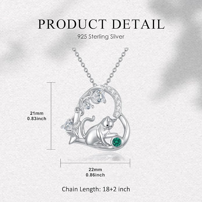 PELOVNY Teddy Bear Necklace for Women 925 Sterling Silver Bear/Highland Cow/Fox/Cat/Axolotl Birthstone Necklace Christmas Birthday Jewelry Gifts for Mom Daughter Wife Sister