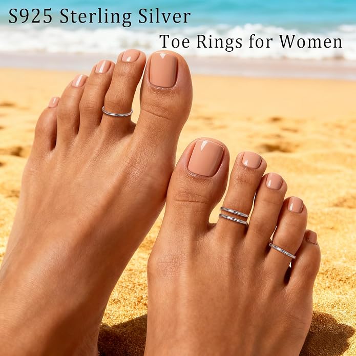 CANDYFANCY 925 Sterling Silver 1.2mm Stacked Midi Thin Rings for Women Knuckle Ring Band Stacking Ring Set Size 2.5-8.5