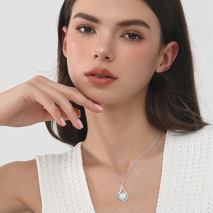 Cremation Jewelry 925 Sterling Silver Teardrop Urn Necklace for Ashes Heart Shape Memorial Keepsake Pendant for Human Ashes for Women Gift