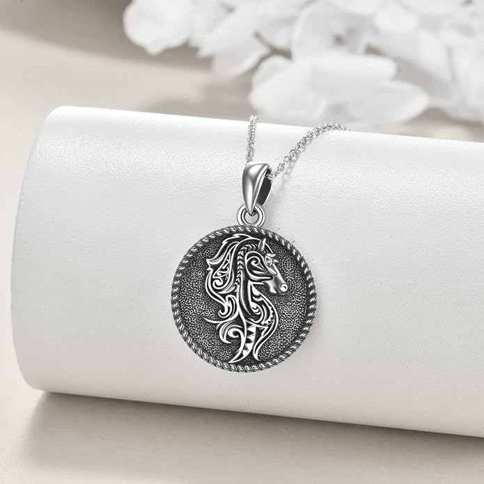 VONALA Sterling Silver Necklace Arrowhead Wolf Celtic Owl Horse Pendant Necklace Viking Animal Jewelry Gift for Men Women