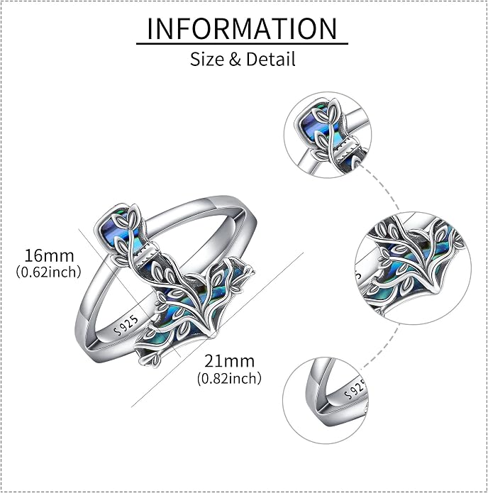 Pentagram/Tree of Life/Witches Knot/Anchor/Thor Hammer Ring Sterling Silver Celtic Knot Wiccan Rings Viking Jewelry Gifts for Women