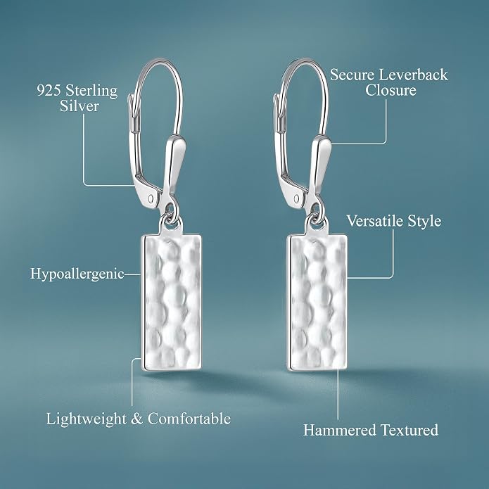 LeCalla 925 Sterling Silver Leverback Drop Earrings | Lightweight Italian Teardrop Dangle Earring for Women
