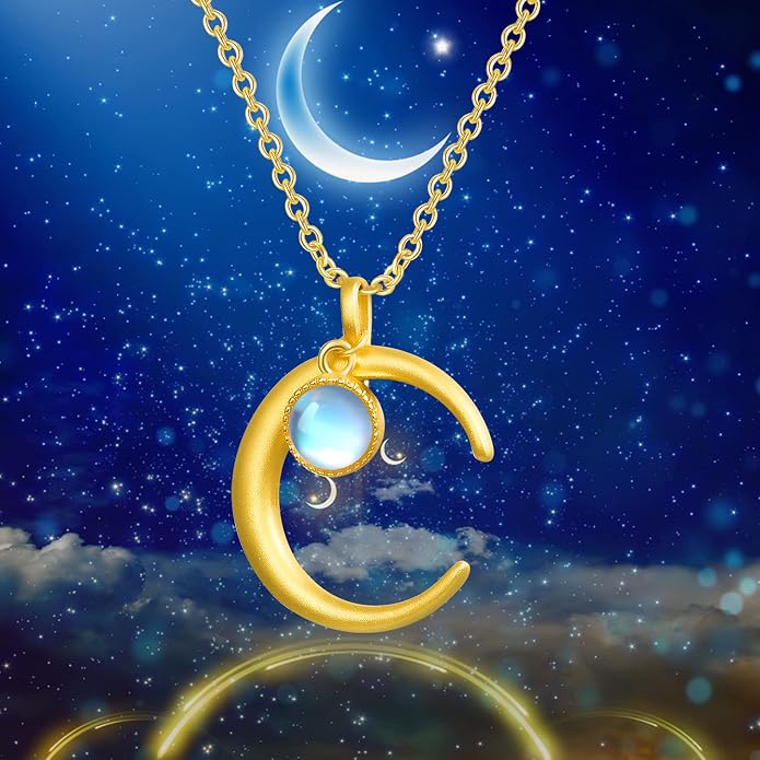 Palpitate Moon Star Necklace Moon Phase Necklace Pendant 925 Sterling Silver Jewelry Christmas Gifts for Women Wife Her Adjustable Chain