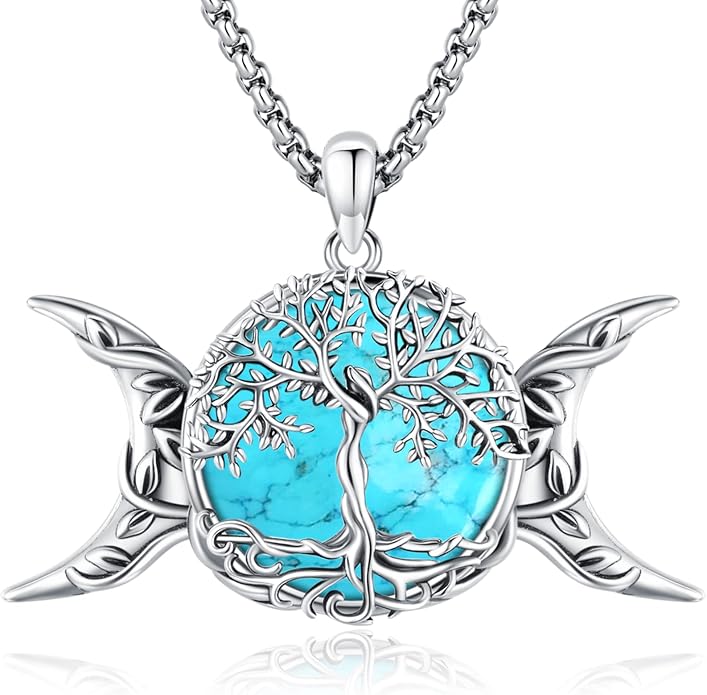 Turquoise Jewelry for Women Men 925 Sterling Silver Pendant Urn Necklaces for Ashes Picture Locket Necklace Thor Hammer Yggdrasil Virgen De Guadalupe St Michael Christopher Judas Witches Knot Necklace