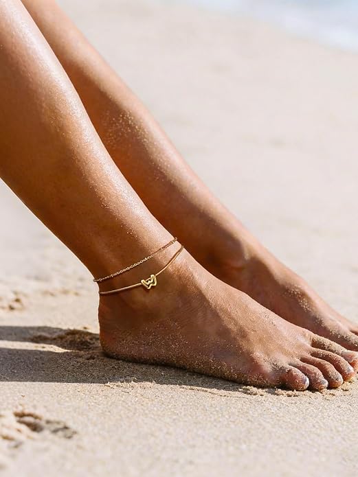 ChainsProMax Initial Ankle Bracelets for Women, Waterproof Anklets Bracelet Adjustable Summer Beach Women Foot Jewelry, Stainless Steel/Gold Plated-Send Gift Box/Letter A-Z