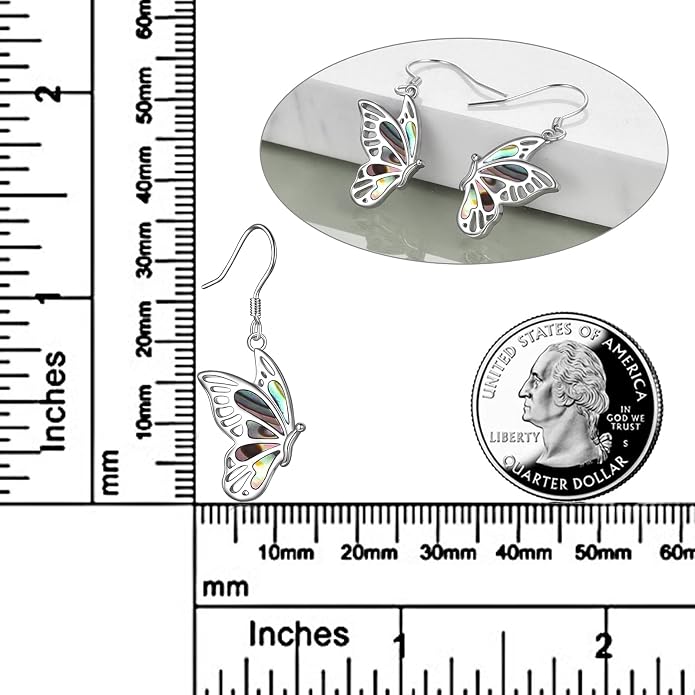 Butterflygold/Cat/dog/Dragonfly/Orca/Bee/Amber/Axolotl/Toothless/Hedgehog/Dragon/Snake/Horse/Mushroom/Anime/Dragonfly Earring for Women Sterling Silver Animals Drop Earring Jewelry Hypoallergenic (silver-butterfly)