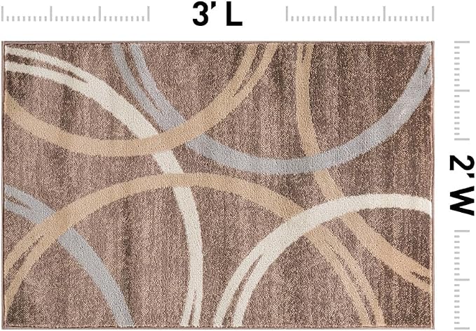 Rugshop Wavy Circles Modern Non-Shedding Accent Area Rug Brown 2' x 3'