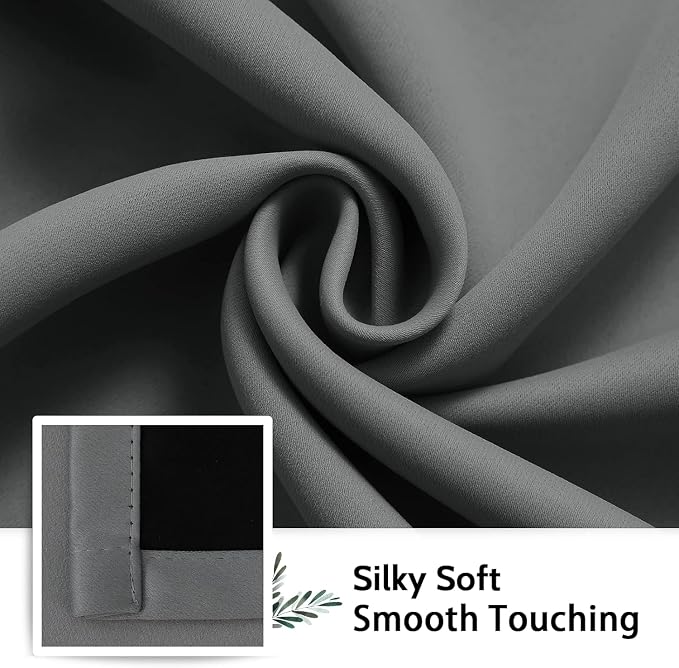 SimpleHome Grey 100% Blackout Curtains Room Darkening Living Room 84 Inch | Curtains for Bedroom,Thermal Insulated Grommet Window Drapes,Curtains for Living Room with Black Back,38 x 84 Inch,2 Panels