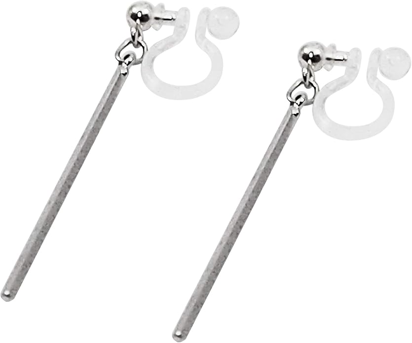Comfortable Stick Invisible Clip On Earrings Gold Dangle Long Waved Threader Bar Clip-On Non Pierced Earrings Silver For Women,…