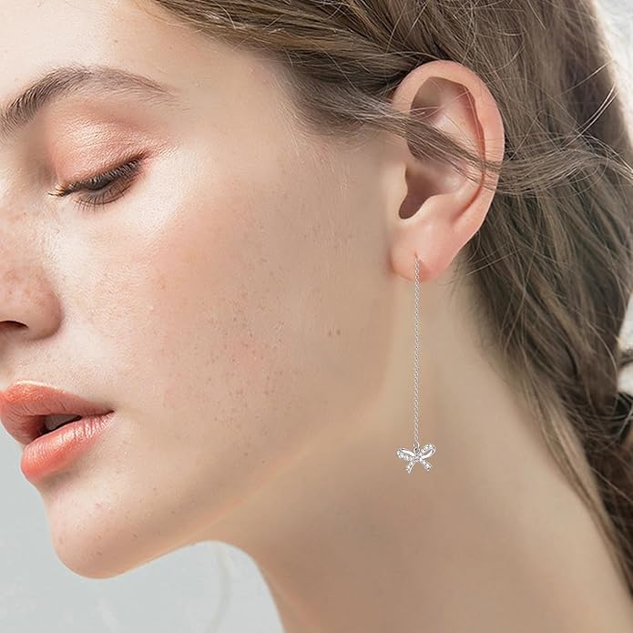 Palpitate Bow Earrings 925 Sterling Silver Women's Earrings Bow Jewelry Birthday Anniversary Christmas