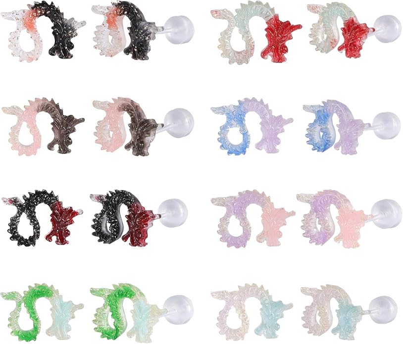 Plastic Post Stud Hoop Earrings for Sensitive Ears Multicolor Butterfly Flower Stud Earrings Set for Women