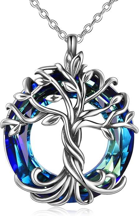 TOUPOP Tree of Life Necklace Gifts for Women 925 Sterling Silver Family Tree Pendant with Crystal Birthday Irish Jewelry Gifts for Women Her Wife Mom