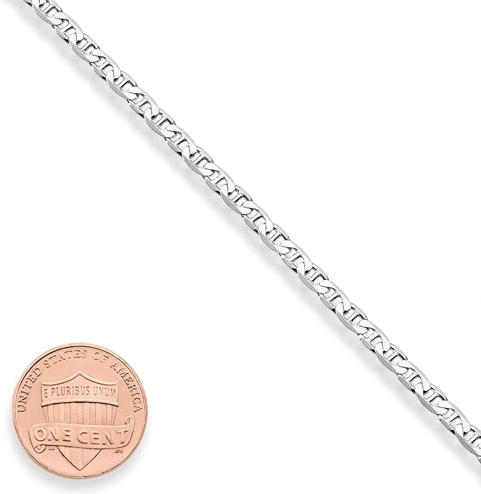 Miabella 925 Sterling Silver Italian 3mm, 4mm Solid Diamond-Cut Mariner Link Chain Anklet Ankle Bracelet for Women, Made in Italy