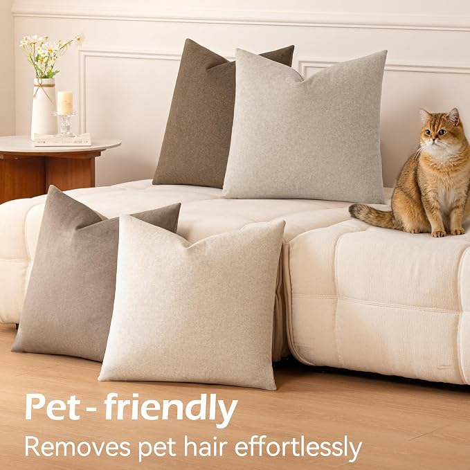 a moment Waterproof Throw Pillow Covers Set of 4,24x24 Inch Outdoor Stain Resistant Pet Friendly Pillowcases Cushion Covers for Patio Sofa and Living Room,Boho Earth Tones