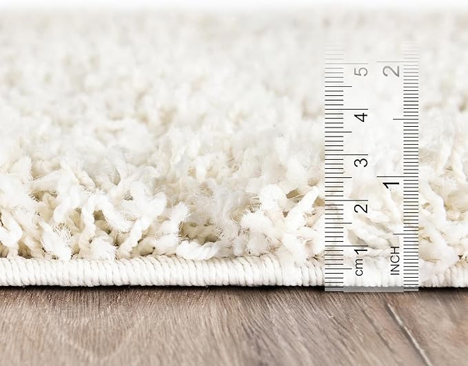Unique Loom Solid Shag Collection Area Rug (5' 3" x 8' Rectangle Pure Ivory)