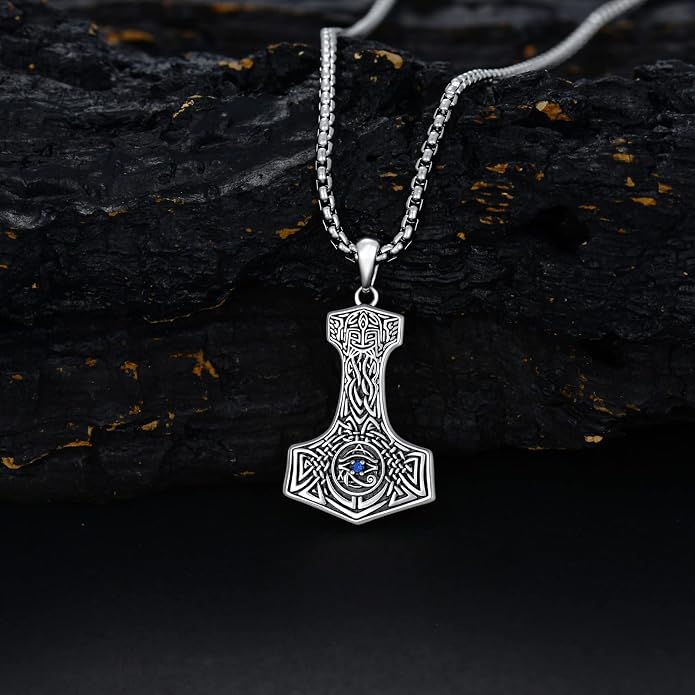 Thors Hammer Necklace 925 Sterling Silver Viking Mjolnir Pendant Mjolnir Jewelry for Men Women