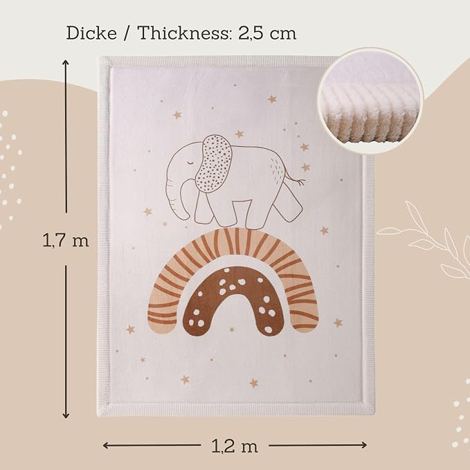 Hakuna Matte CloudSoft Baby Play Mat for Floor 47 x 67 Rainbow Elephant | Coral Velvet high-density foam Rug for Crawling Cozy Play – Non-Slip, Water-Resistant, Easy-Care Tummy Time Mat