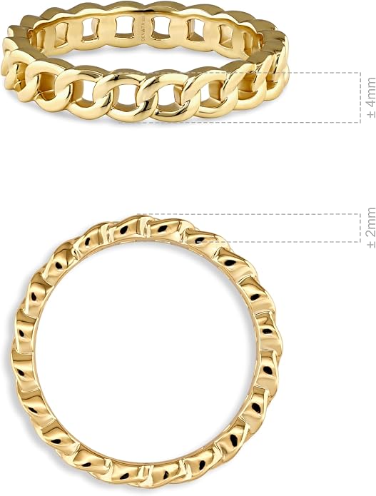 DEVATA Gold or Rhodium Plated Sterling Silver 925 – Eternity, Band Ring for Women – Heart, Knot, Clover, Infinity, Mariner, Cable, Curb, Cuban, Figaro, Daisy, Rope, Ribbed, Dome