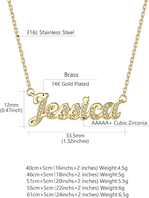 Custom4U Custom Name Necklace for Women, Personalized 1-5 Name Necklace, Sterling Silver/Stainless Steel 14K Gold Plated Nameplate Necklaces, Gift for Mom Wife Anniversary Birthday with Box