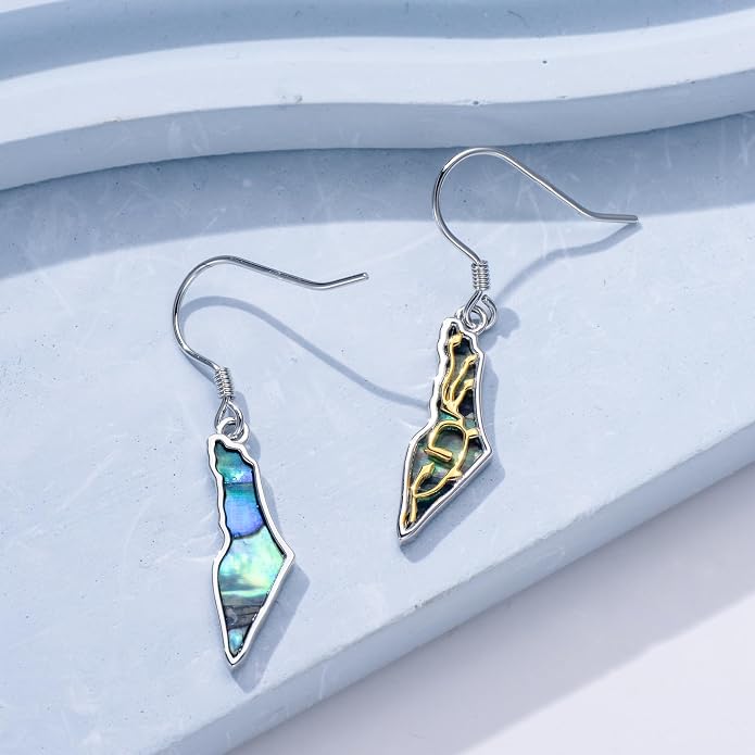PELOVNY Abalone/Turquoise/Black Onyx/Lapis Lazuli/Axolotl/Bee/Dragonfly/Sun/Cross/Sword/Wolf/Map/Golf Earrings S925 Sterling Silver Dangle Earring Teardrop Jewelry for Women Birthday Christmas Gifts