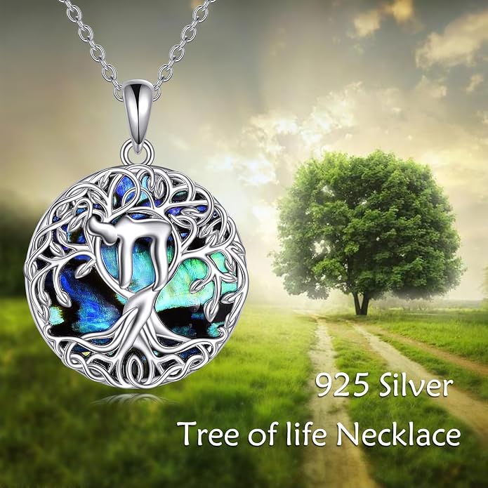 YFN Tree of Life Necklace Sterling Silver Celtic Knot Tree Pendant Jewelry Gifts for Women Men