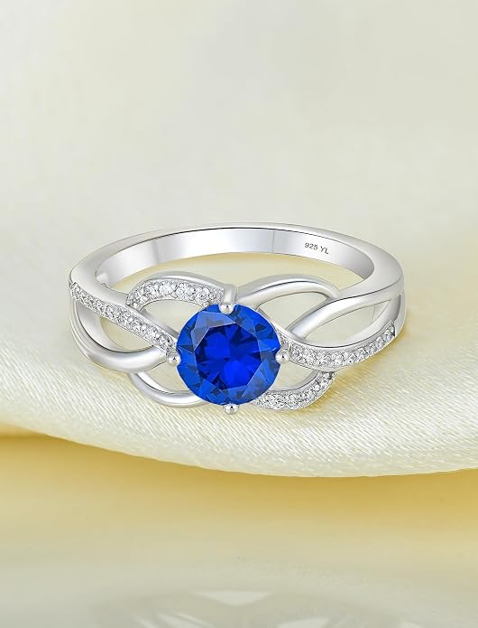 YL Celtic Knot Rings 925 Sterling Silver Twisted Ring Cubic Zirconia Infinity Statement Jewelry for Women