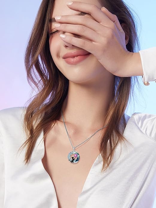 TOUPOP Cat Gifts for Cats Lovers 925 Sterling Silver Black Cat Necklace Celtic Moon Birthstone Jewelry for Women Anniversary Birthday Gift for Her Wife Mom