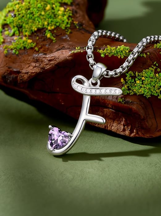 Birthday Gifts for Women Alphabet A to Z Initial Birthstone Pendant Necklaces for Women - 18k White Gold Plated Personalized Name Jewelry Anniversary Graduation Gifts for Wife Her Daughter Girlfriend(with Gift Box)