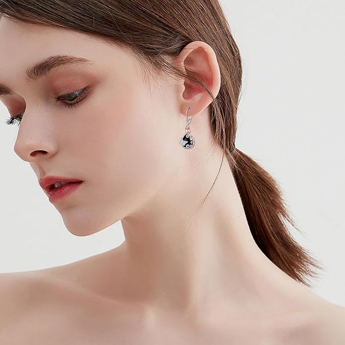 AOBOCO Teardrop Dangle Earrings for Women 925 Sterling Silver Moonstone Flower Filigree Leverback Jewelry Birthday
