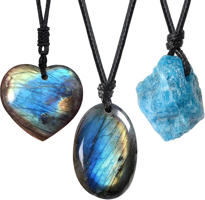 Natural Raw Crystal Necklace for Women Irregular Stone Necklaces Spiritual Gemstone Pendant with Adjustable Rope